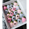 20pcs Pink & Purple Line Chocolate Strawberries Gift Box (Custom Wording)